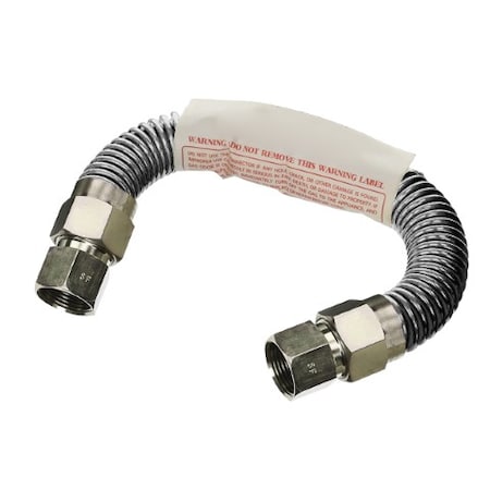 Flextron Gas Line Hose 3/8'' O.D. x 18'' Length with 1/2" FIP Fittings, Stainless Steel Flexible Connector FTGC-SS14-18B